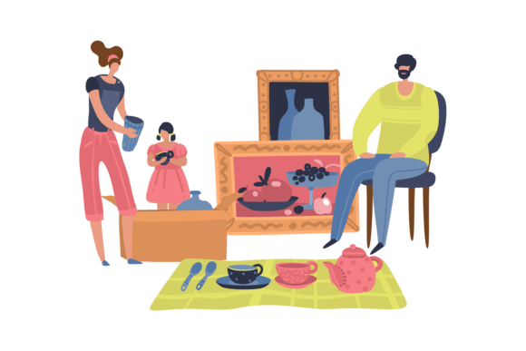 Download People Selling Second Hand Retro Goods. - Selling Collection