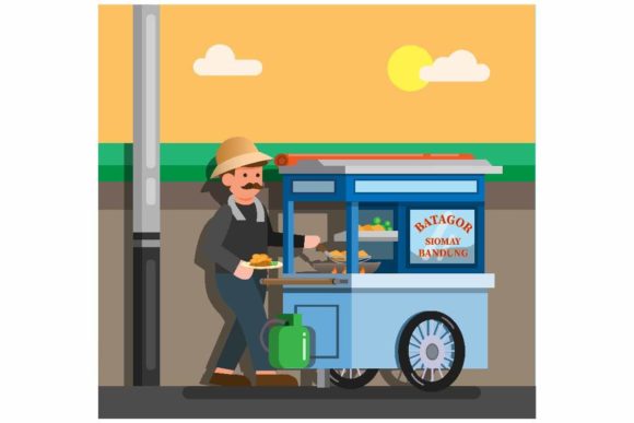 Download Man Selling Baso Tahu and Batagor Scene - Selling Collection